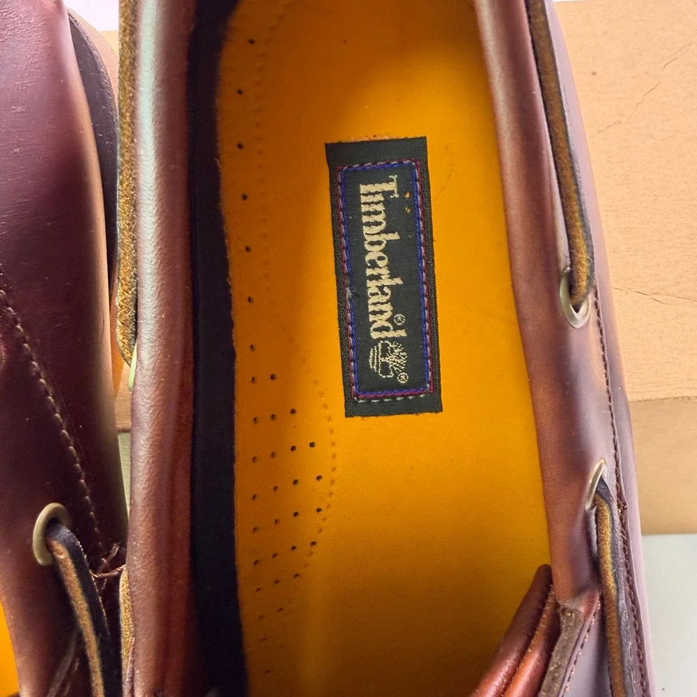 Timberland Mens Classic Boat Shoes Rootbeer Brown Leather Deck Shoes Size 14